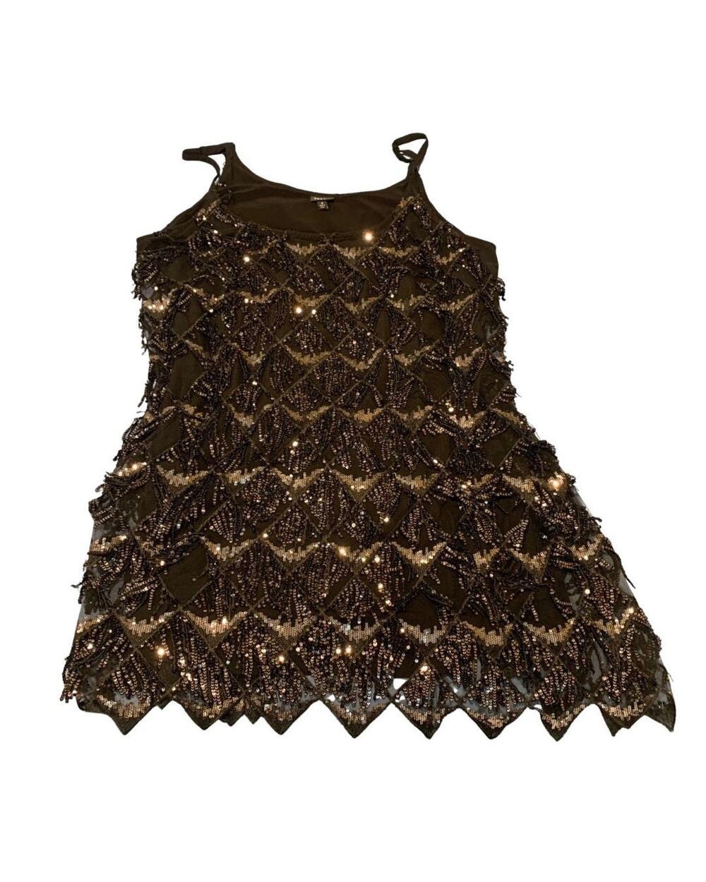 Torrid Womens 20s Flapper Gatsby Dress Plus Size 3X Mini Sequin Fringe Black